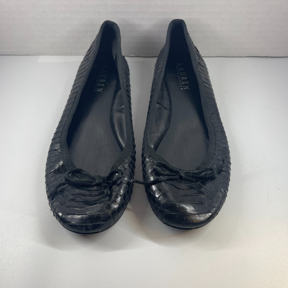 Ralph Lauren Croc Embossed Leather Loafers Y2K Black Women's Size 7B